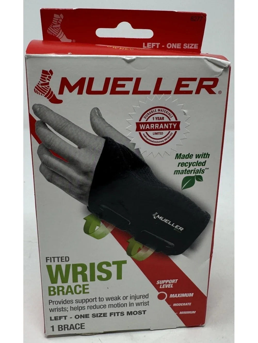 Mueller Sports Medicine Fitted Wrist Brace Left One Size Fits Most